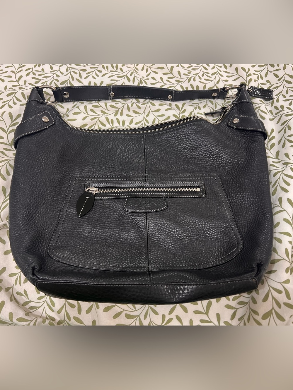 Coach Penelope pebbled Black Leather Shoulder Bag #F14681